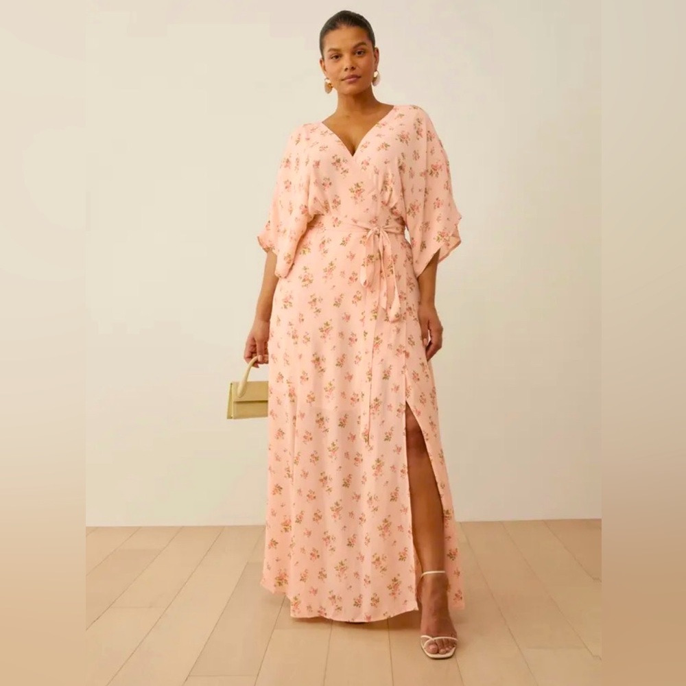 Reformation Pink Floral Wrap Maxi Dress